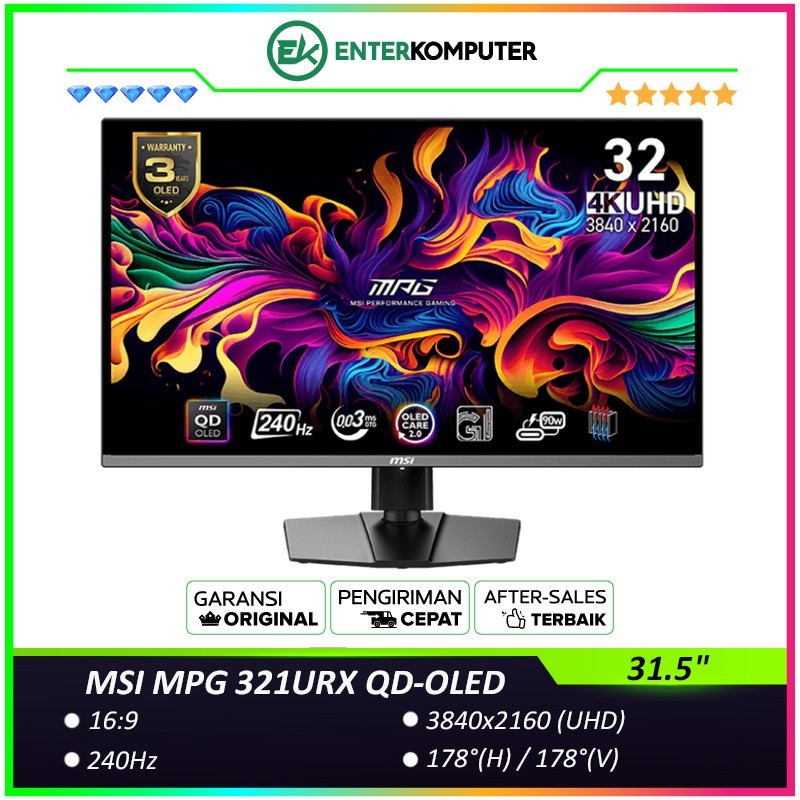 MSI MPG 321URX QD-OLED 31.5" UHD OLED 240Hz Gaming Monitor