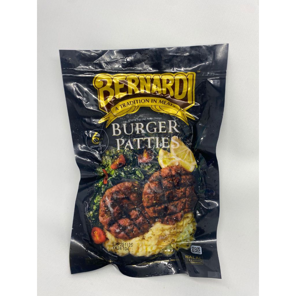 

Bernardi Burger Beef Patties/Patties Daging Sapi (6bj) 270 Gram