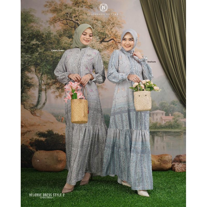 Baju Nadheera Velovve Dress Style 2 Bahan Issabella Premium