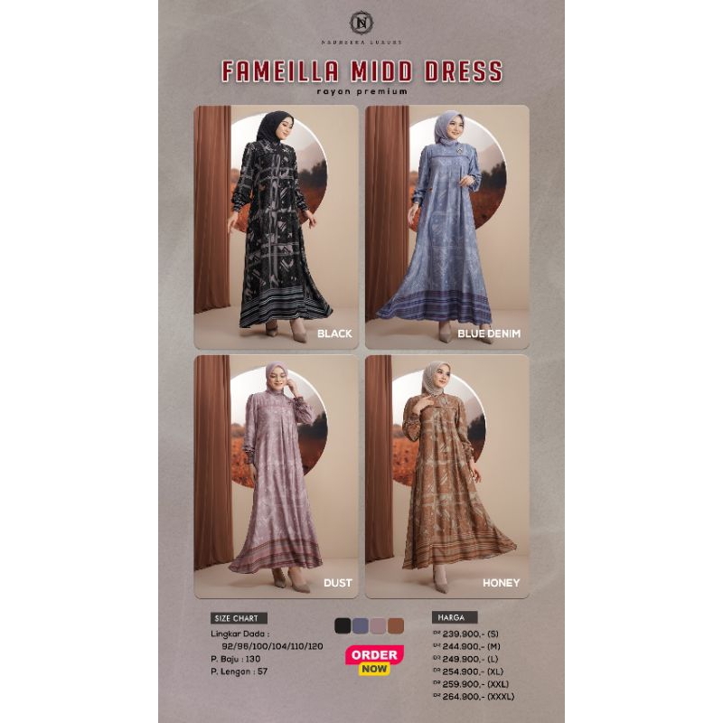 FAMEILLA MIDI DRESS BY NADHEERA LUXURY // GAMIS LEBARAN 2025 // GAMIS KONDANGAN