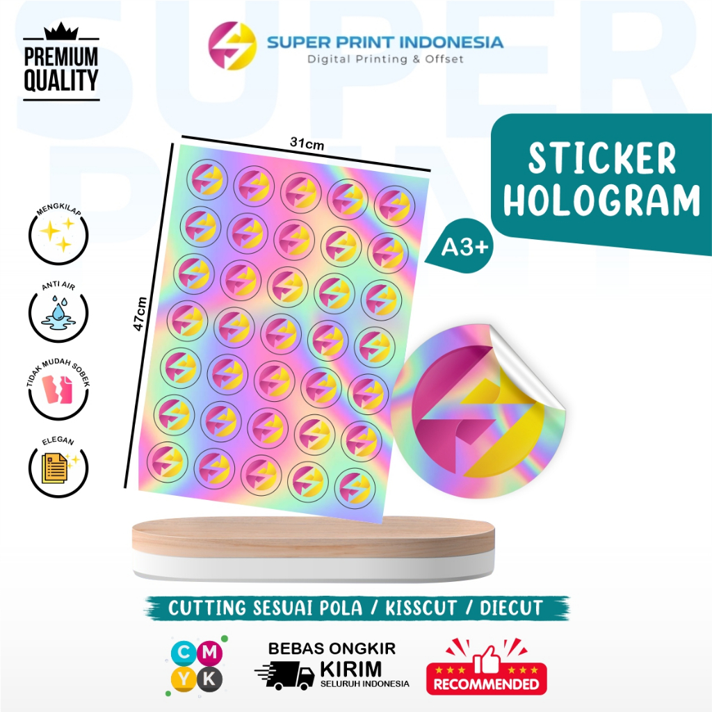 

Cetak Stiker Vinyl Hologram A3+ Label Cutting Custom Murah