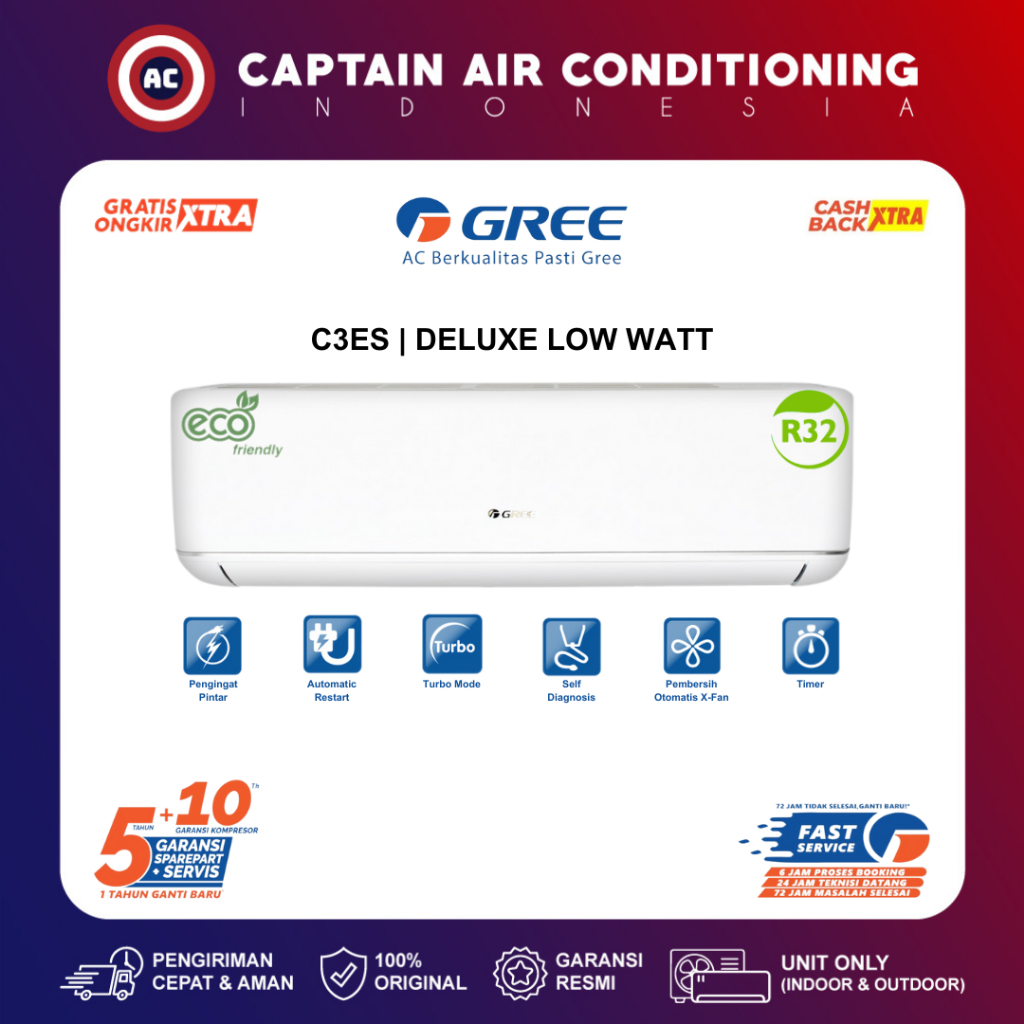 GREE AC Split GWC-09C3ES / GWC09C3ES 1 PK Deluxe Low Watt