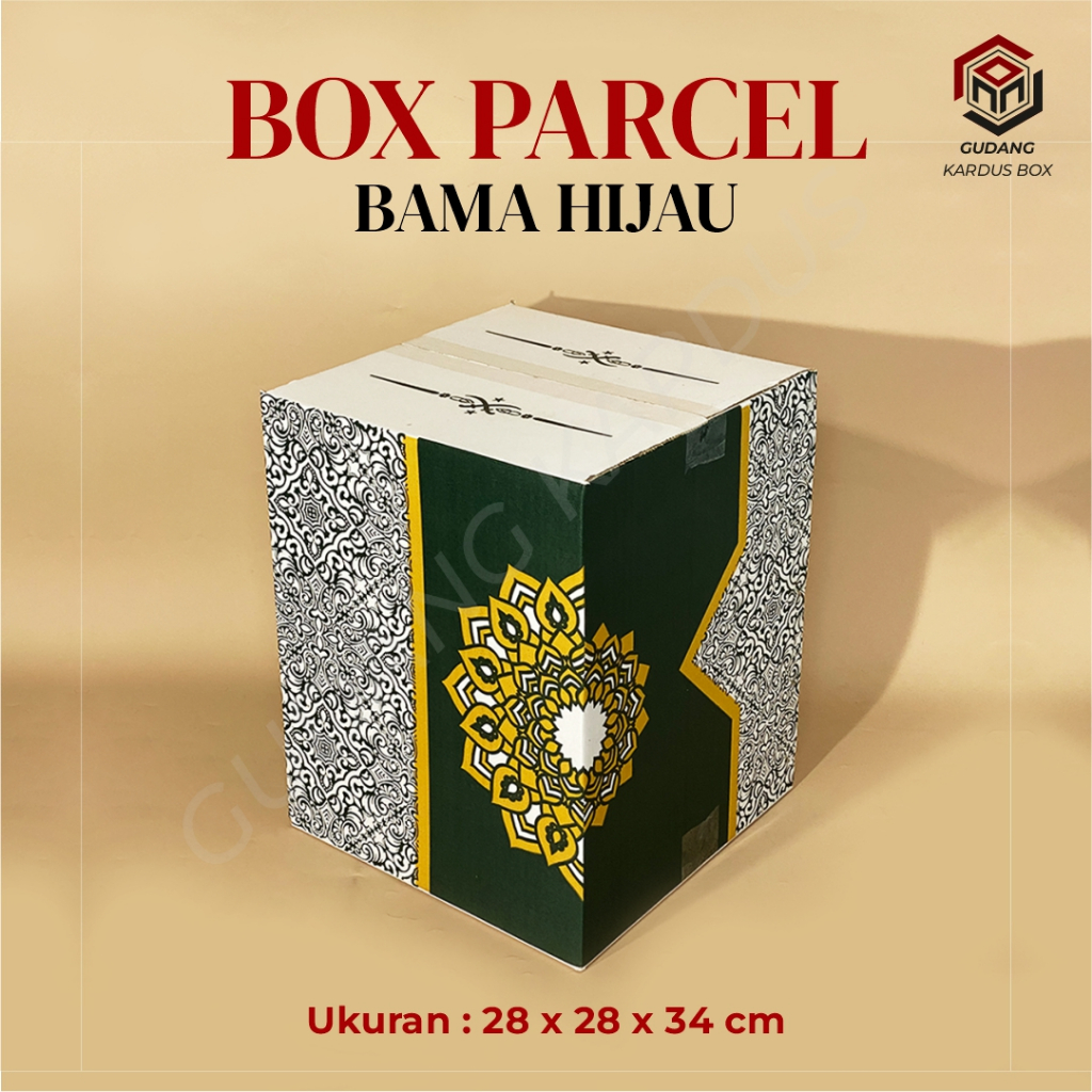 

BAMA HIJAU 28 x 28 x 34 cm - Box Parcel Batik Hijau/Box Parcel sembako