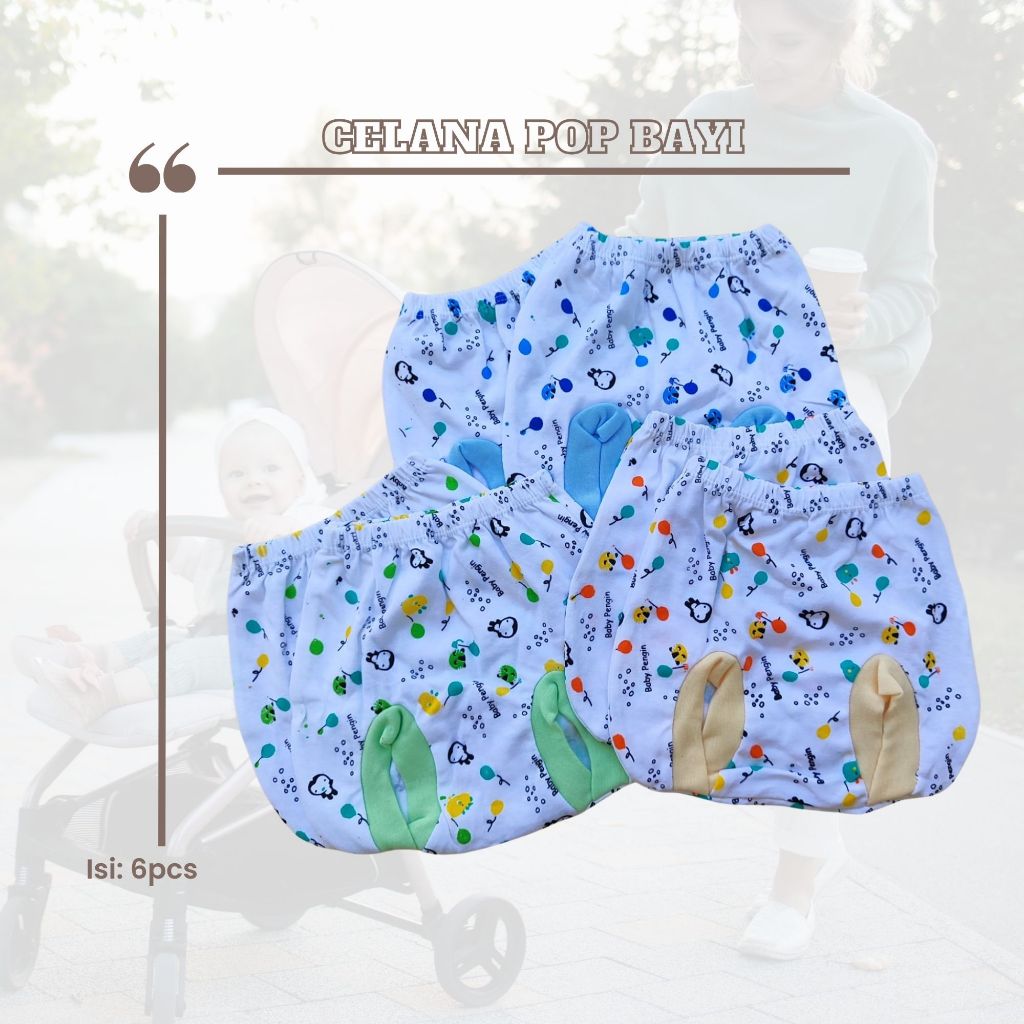 6pc celana pop bayi newborn 0-12 bulan/celana bayi lusinan murah