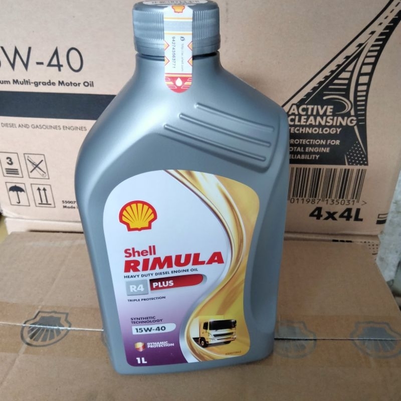 Oli Mesin Shell Rimula R4 Plus / R4 X SAE 15W-40 Mobil Diesel Botol 1 Liter Original