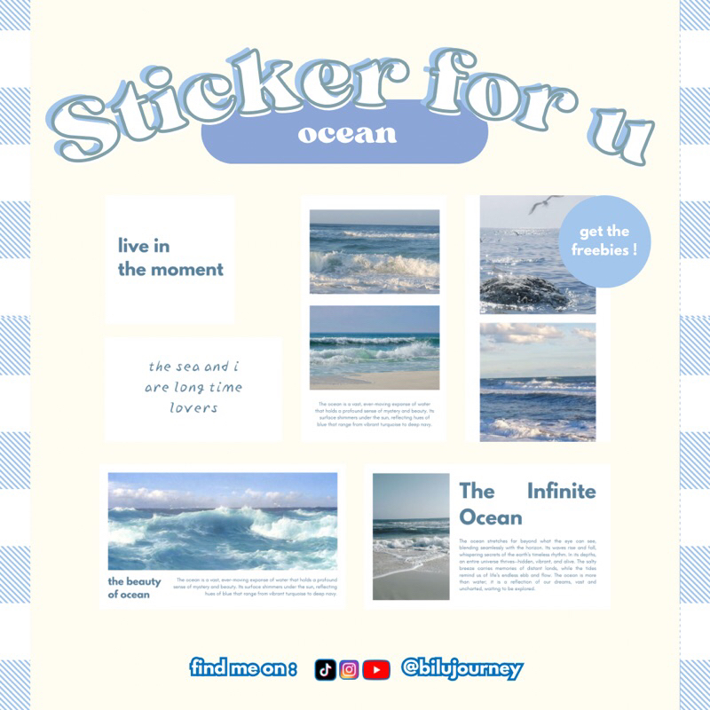 

StickerForU OCEAN blue ocean | DIY DECO SCRAPBOOK journaling | journal kit | journal set | journal biru (pantai,laut,biru)