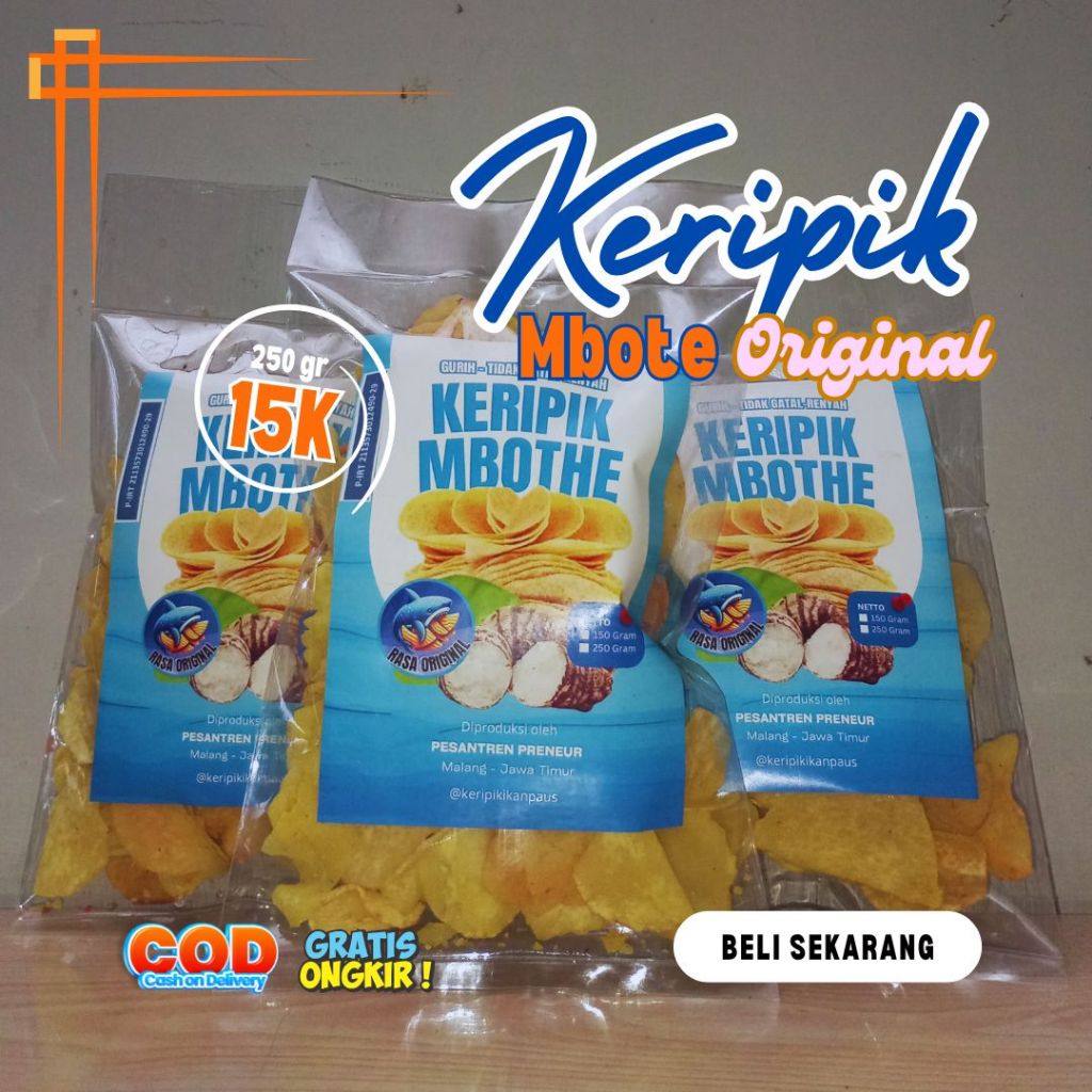 

Camilan Sehat & Renyah: Keripik Mbote Original 250gr untuk Semua Kesempatan! Camilan 250 gram Keripik Original Gurih Renyah Kualitas Premium