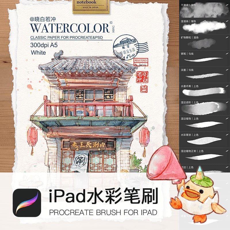 Procreate Brush - The Watercolor Brushes + Watercolor Paper