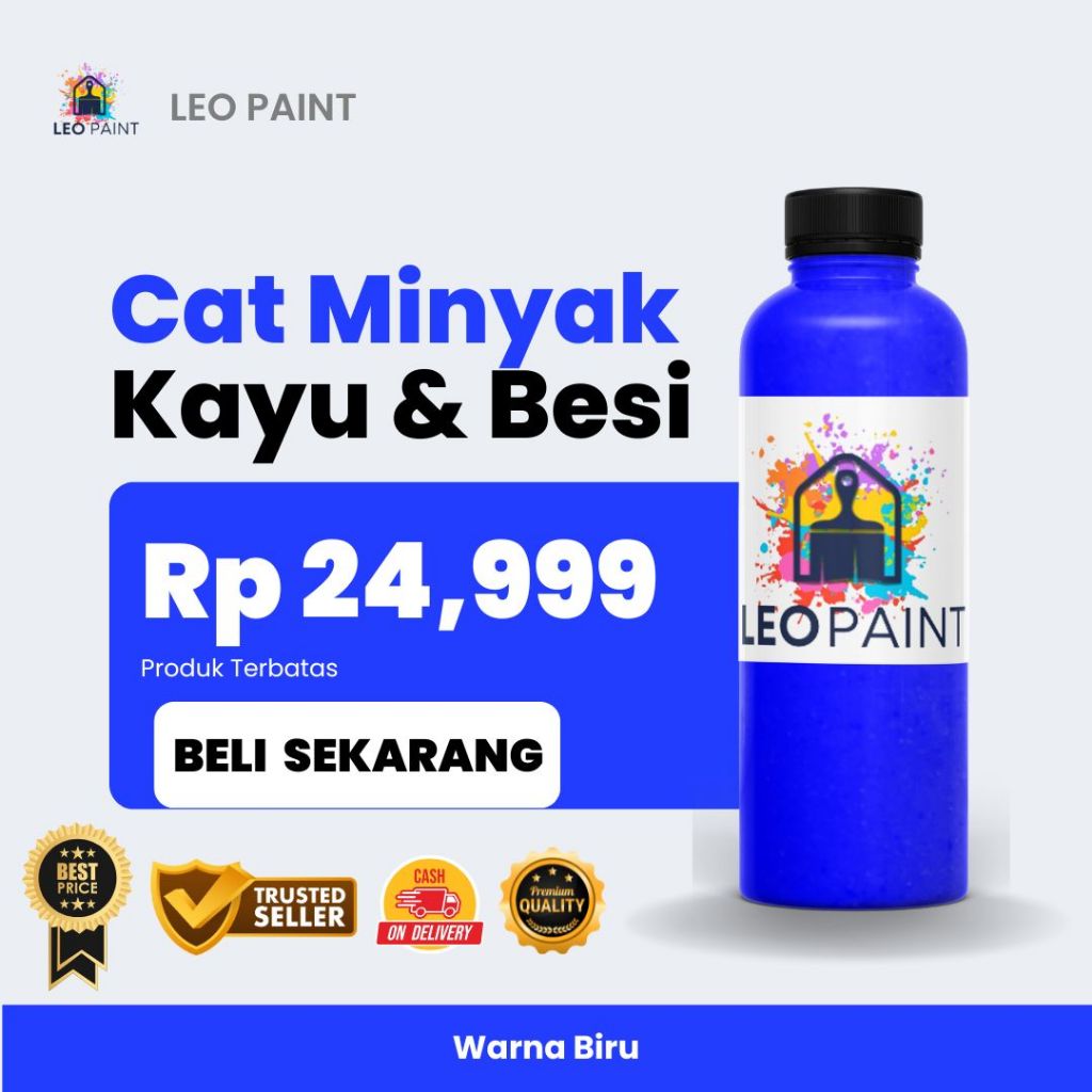 Cat Kayu Besi Mengkilap 1 Liter Merk Leo Paint | Cat Minyak untuk Kayu dan Besi Warna Biru