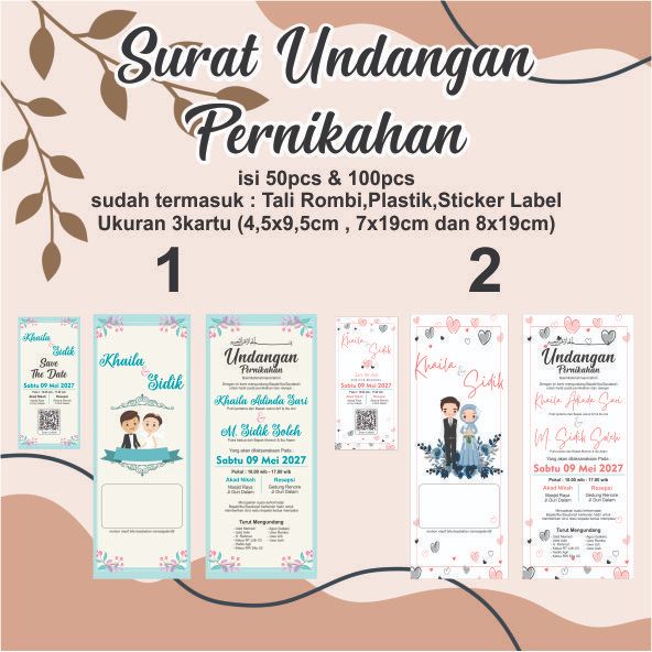(isi 50pcs & 100pcs) Surat Undangan Pernikahan / Surat Pernikahan / Surat Undangan / Surat Pernikaha