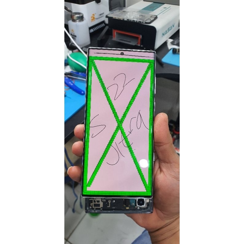 layar lcd samsung s22 ultra original copotan second