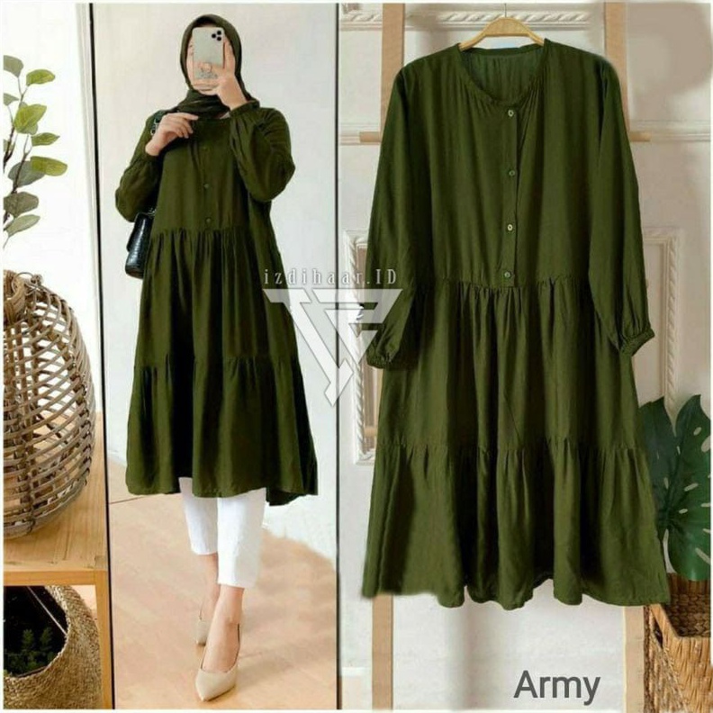 TERJANGKAU ZYVA TUNIK RAYON TWILL  TUNIK REMPEL SUSUNSIZE MLXL