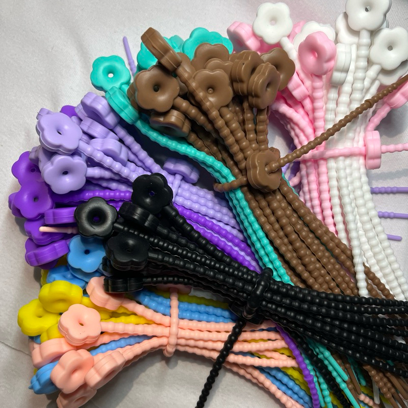 [10pcs] Kabel Ties Silicon | Cable Ties Karet Warna Warni