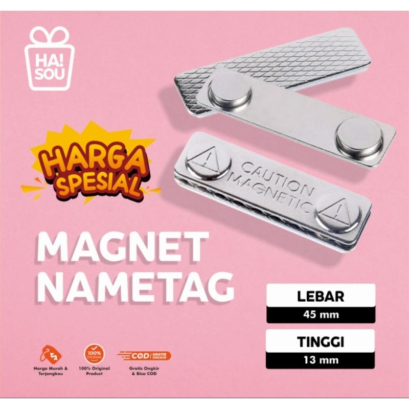 

HAISOU Magnet Nametag Polos + 3M 1,3cm X 4.5cm