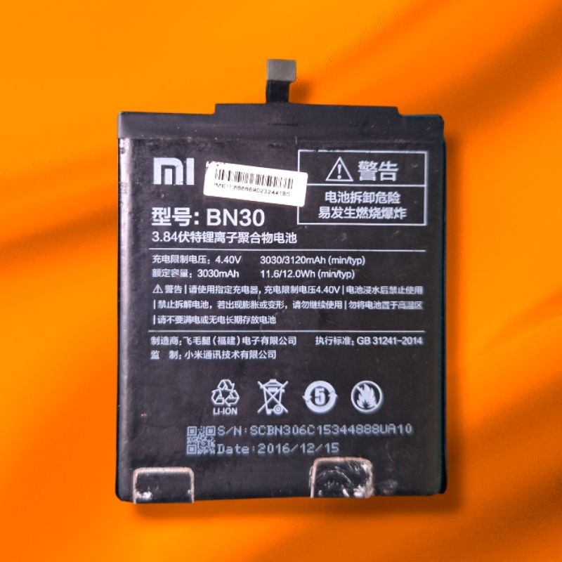 BATTERY / BATRE BN30 BN 30 REDMI 4A RLX [ORI COPOTAN TESTED]