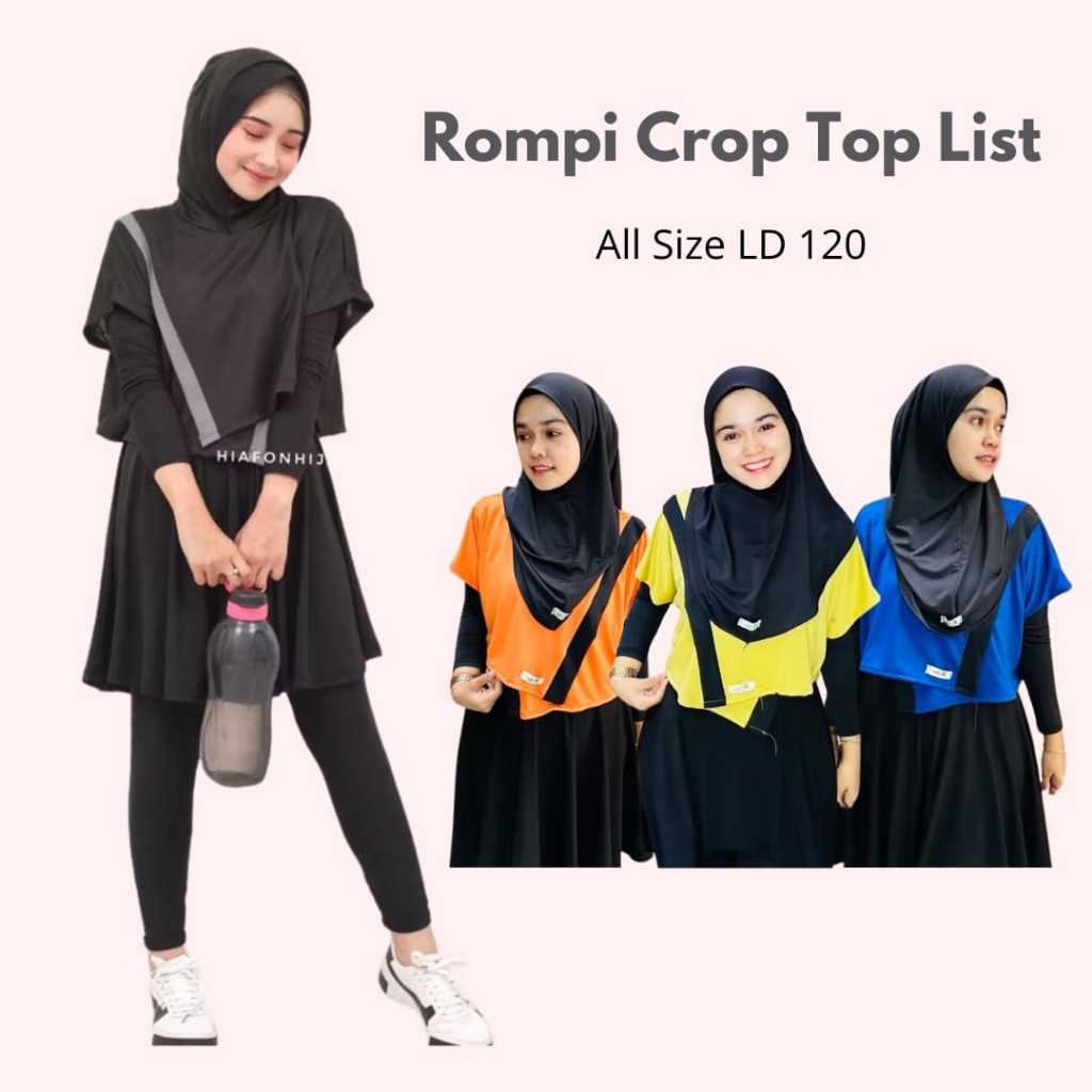 Baju Rompi Crop Top List Polos Oversize Blouse Vest Sport Outfit Olahraga Wanita untuk Senam Lari Be