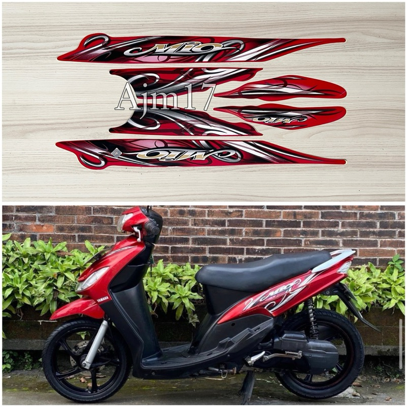 STIKER STERIPING MOTOR MIO SMILE 2010 MERAH
