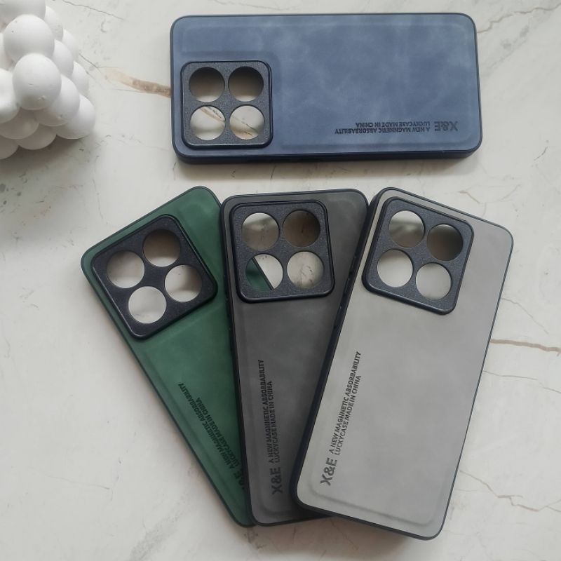 LE/LEATHER CASE MAGNETIC SUEDE CASING (XIAOMI 14T PRO) PREMIUM BULU DOMBA HALUS HYBRID