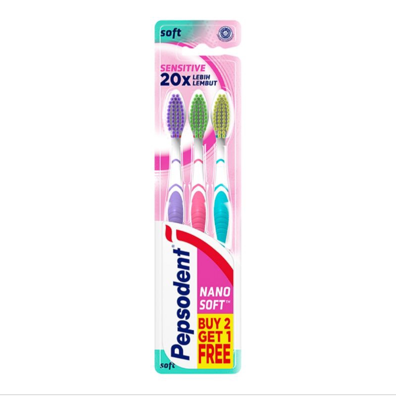 Pepsodent Nano Soft Sikat Gigi Sensitive Soft 3 pcs