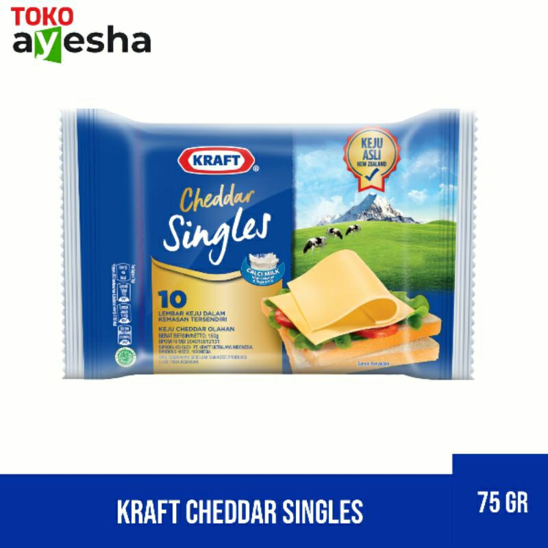 

Keju Kraft Cheddar Singles 75 gr - 5 lembar