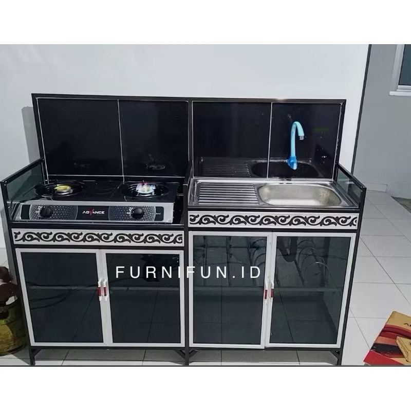 Meja Wastafel Aluminium Dan Rak piring