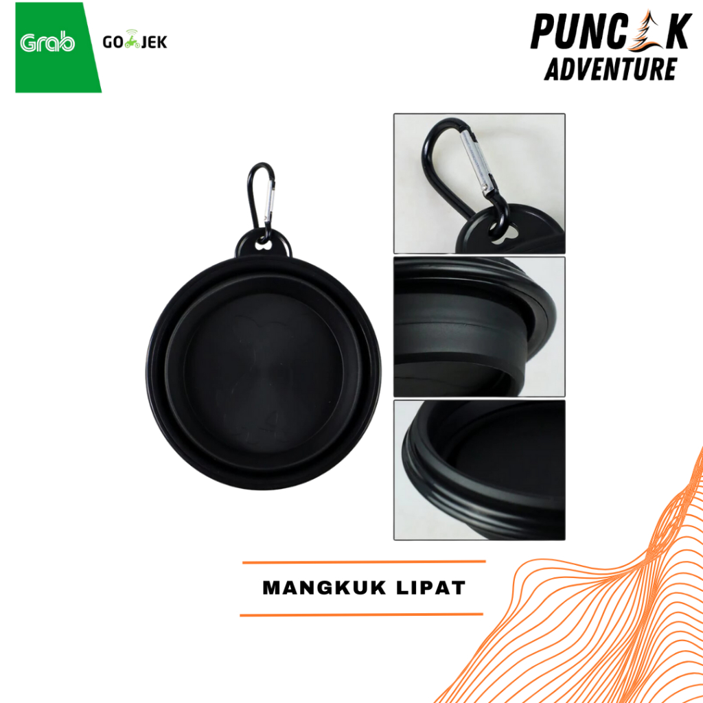 Mangkuk Lipat Silikon Tahan Panas Camping Outdoor / Tempat Makan camping / Mangkok Lipat / Mangkuk L
