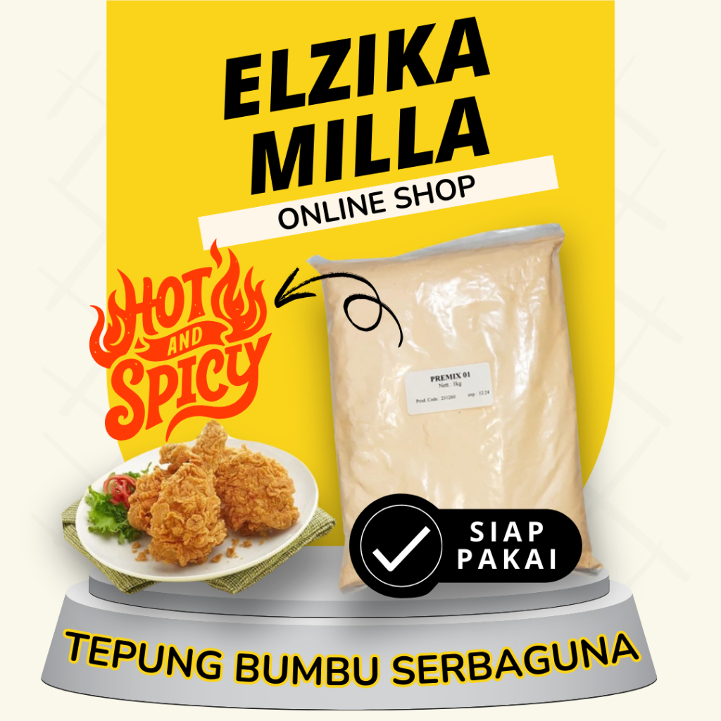 

Tepung Bumbu Serbaguna Hot & Spicy / Fried Chicken / 1 Kg / Harga Murah Kualitas Mewah