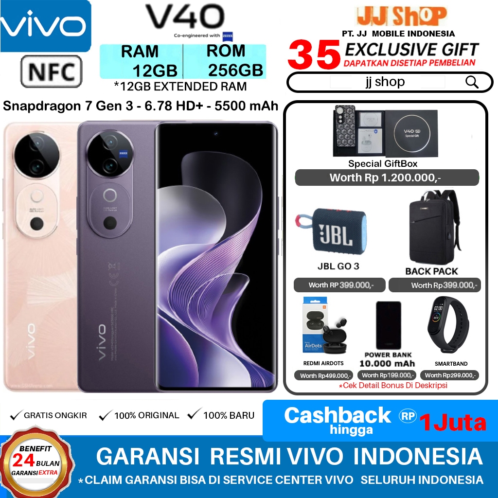 VIVO V40 5G 12/256 GB RAM 12GB ROM 256GB GARANSI RESMI