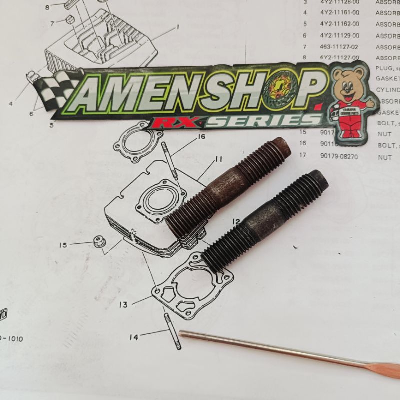 baut tanam blok seher / baut tanam krengkes 14x14 RX-King , RX spesial ( ckd/lokal)