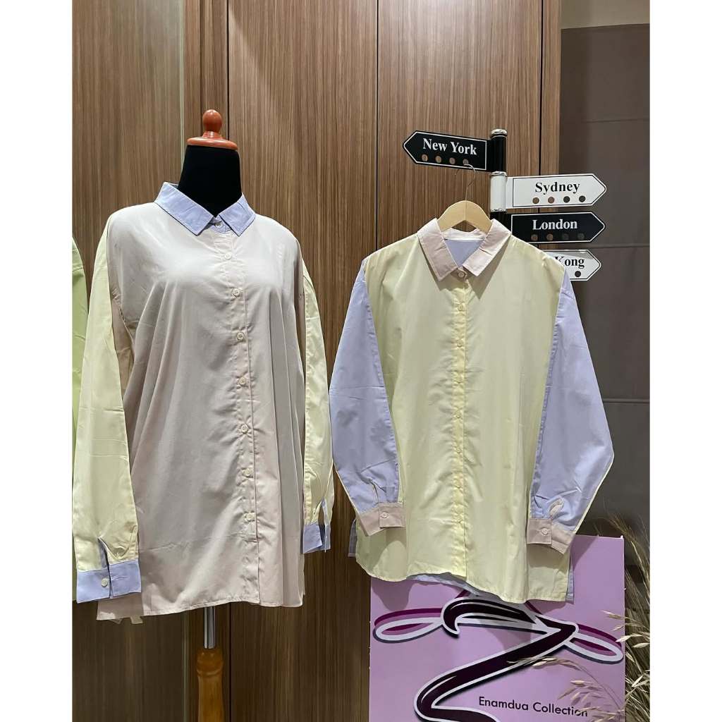 KEMEJA SALUR WANITA IMPORT 2 WARNA