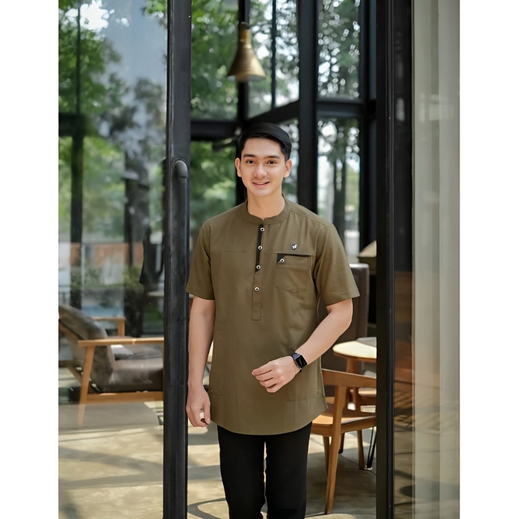 Koko Kurta Dewasa Lengan Pendek Baju Muslim Pria Dewasa Bahan Toyobo Improt Halus Tebal