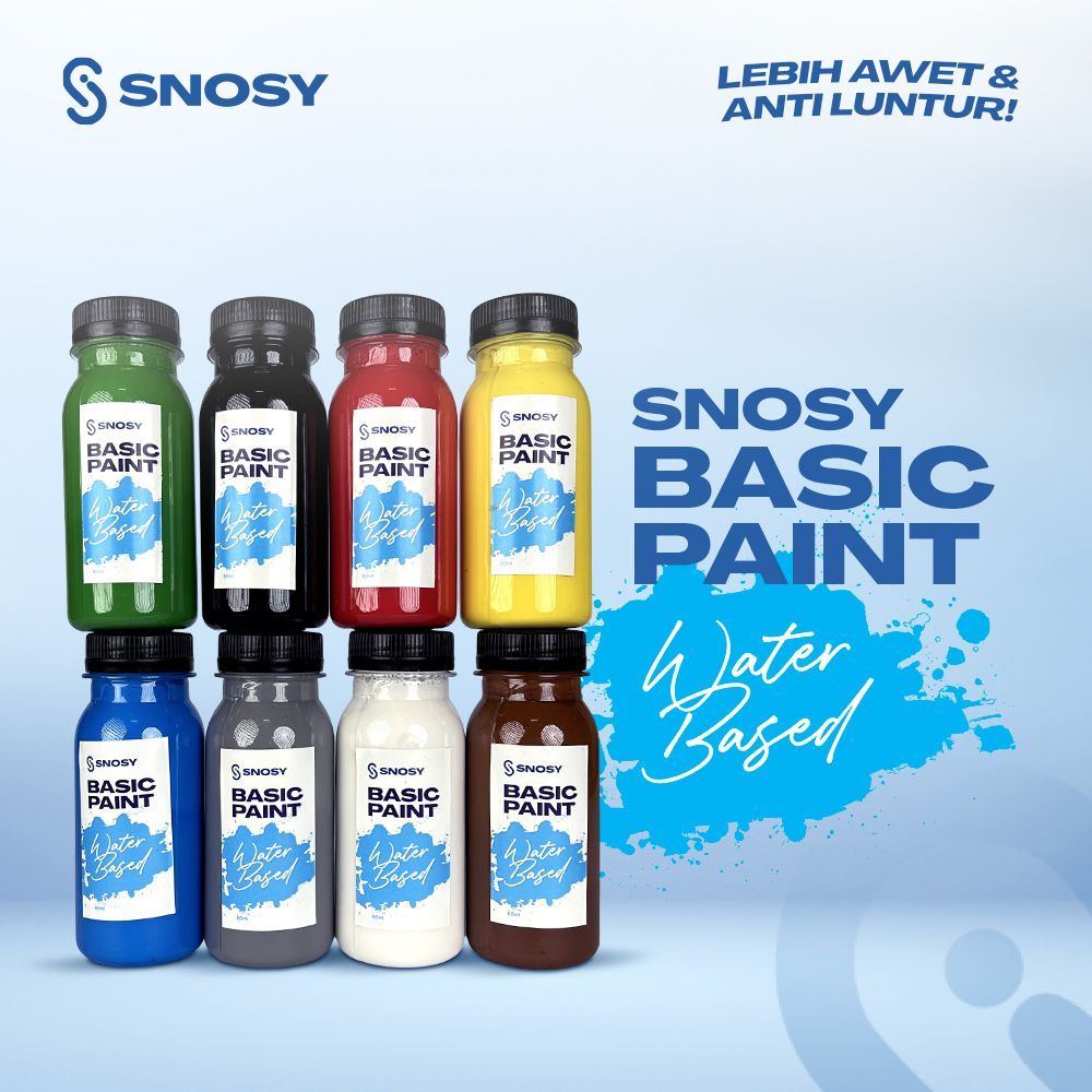 

SNOSY WATERBASED PAINT COLOUR UNTUK BAHAN KANVAS SUEDE