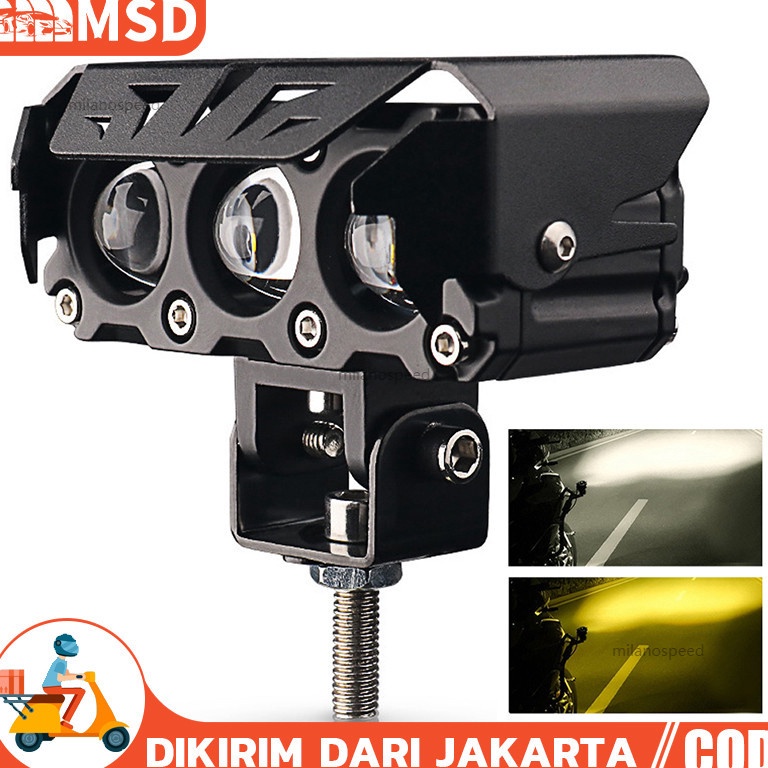 TOPSALE Led Foglamp CR7 SQL 3 Mata Gun Putih Kuning 2 Warna Waterproof CR7 3 Mata High Low