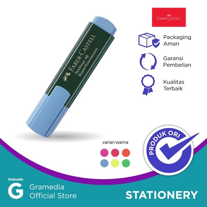 

GRAMEDIA KARAWACI - Faber Castell Textliner 48 - Stabilo Warna Biru / Blue