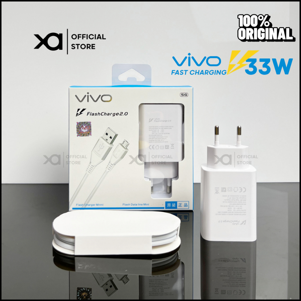 Charger VIVO 33W Fast Charging Dual Engine Type C & Micro USB Charger VIVO 33 Watt