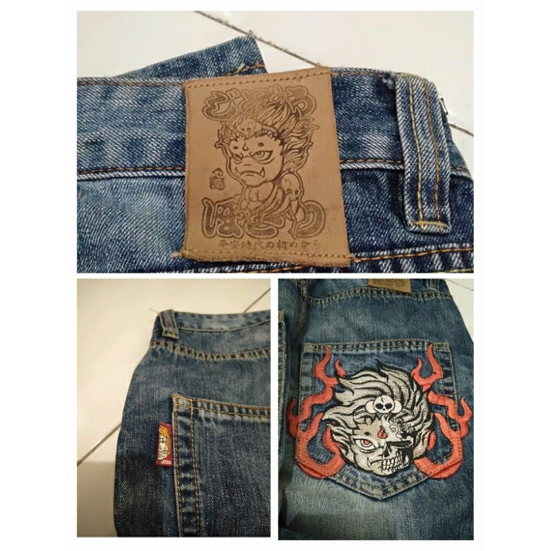 Jeans Japan jizo bosatsu blue wash second preloved