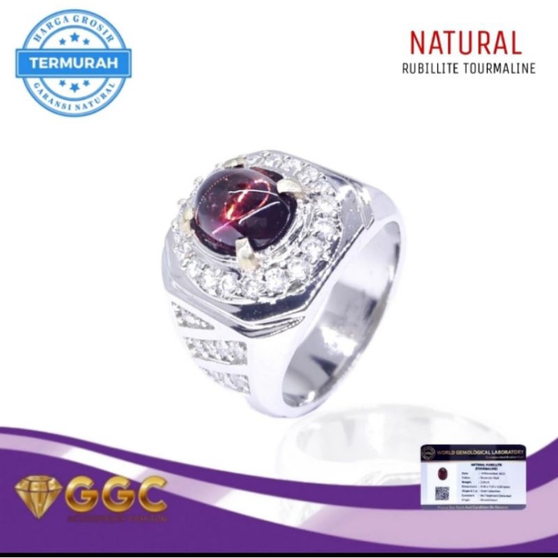 Cincin Natural Rubellite Tourmaline Gem ID Card