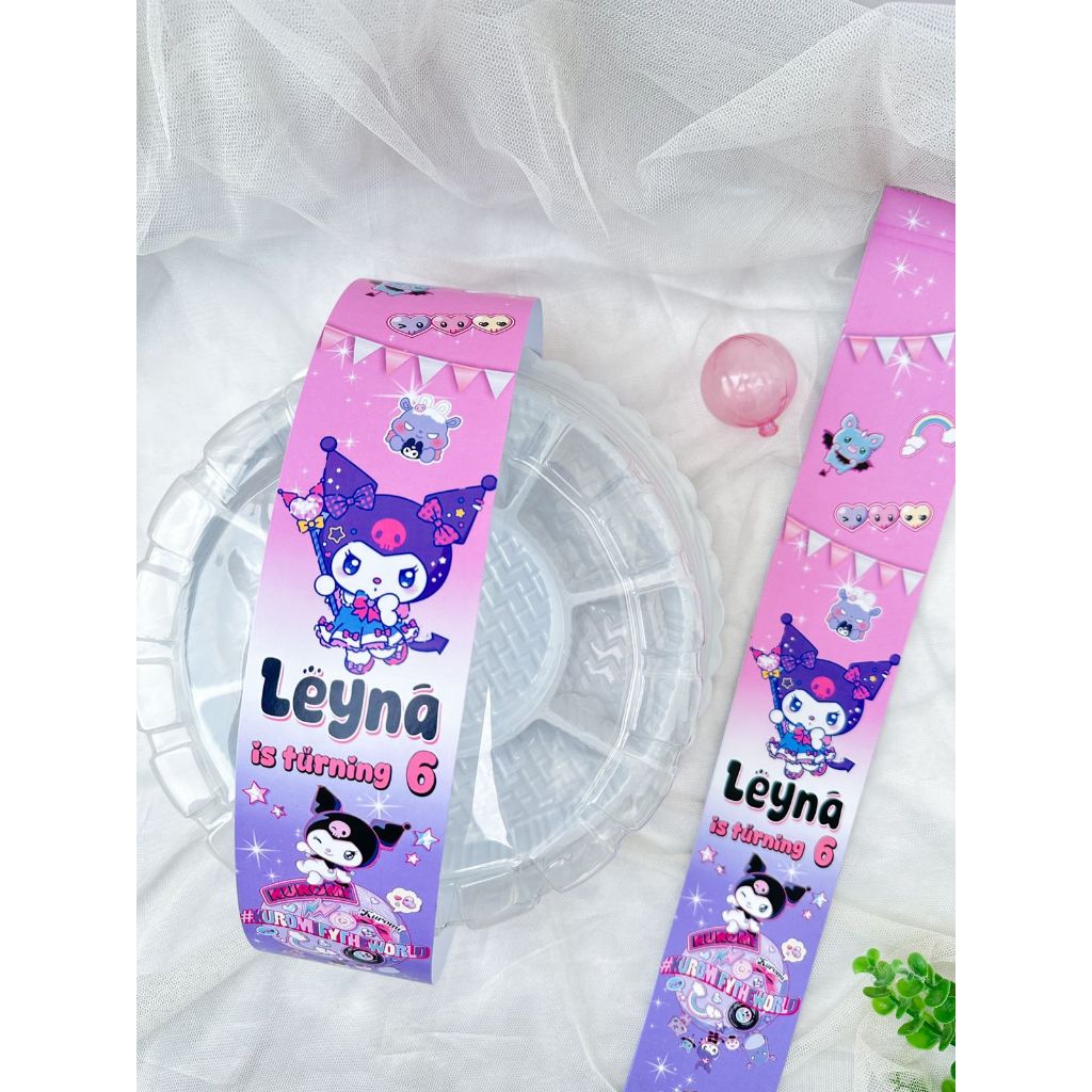 

Kuromi - Label Sleeve Dus Packing / Bento / Nasi Kotak Birthday / Hampers Ulang Tahun / Koper