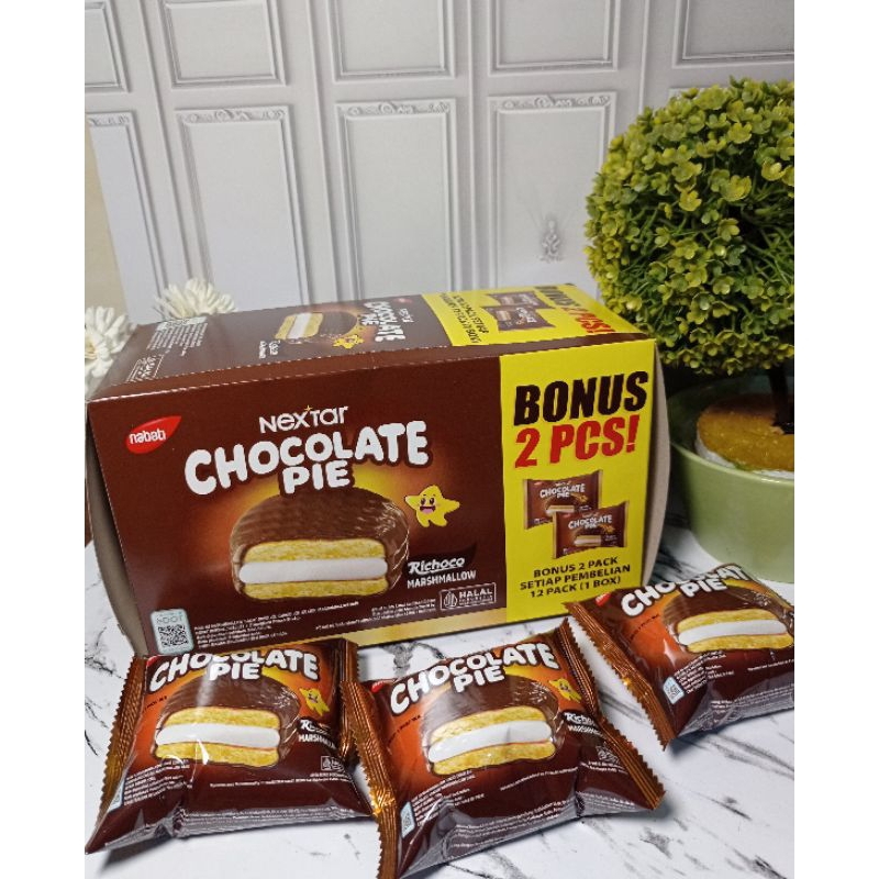 

nextar chocolate pie (perbox isi 10), bonus 2pcs