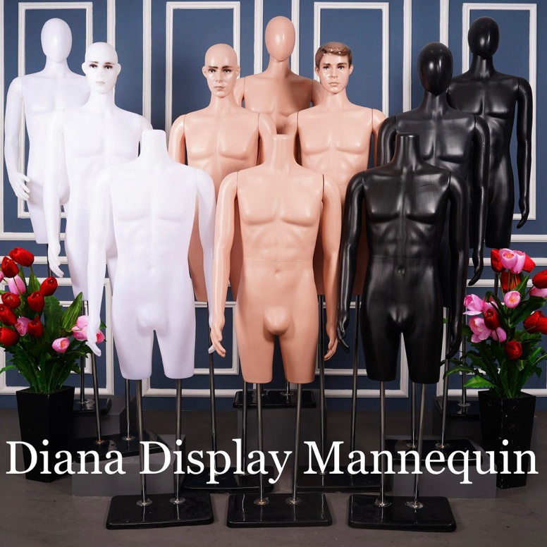 HARGATERMURAAH PATUNG MANEKIN BAJU BODYFIT PRIA DEWASA SETENGAH BADAN DENGAN KEPALA DAN TANGAN PLAST