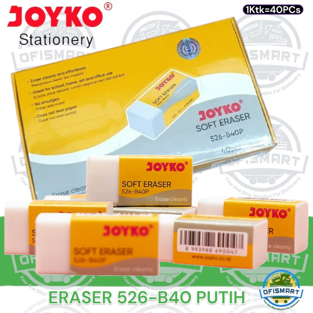 

Joyko Eraser Penghapus Putih Kecil 526-B40P | @1Ktk=40PCs