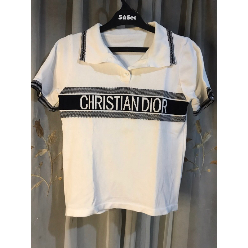 Kaos kerah rajut Christian Dior preloved
