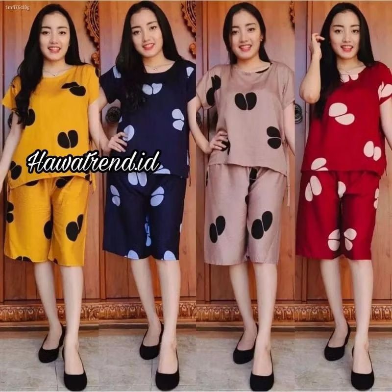 ONE SET RAYON/SETELAN BAJU TIDUR CELANA PENDEK BALI  RAYON
