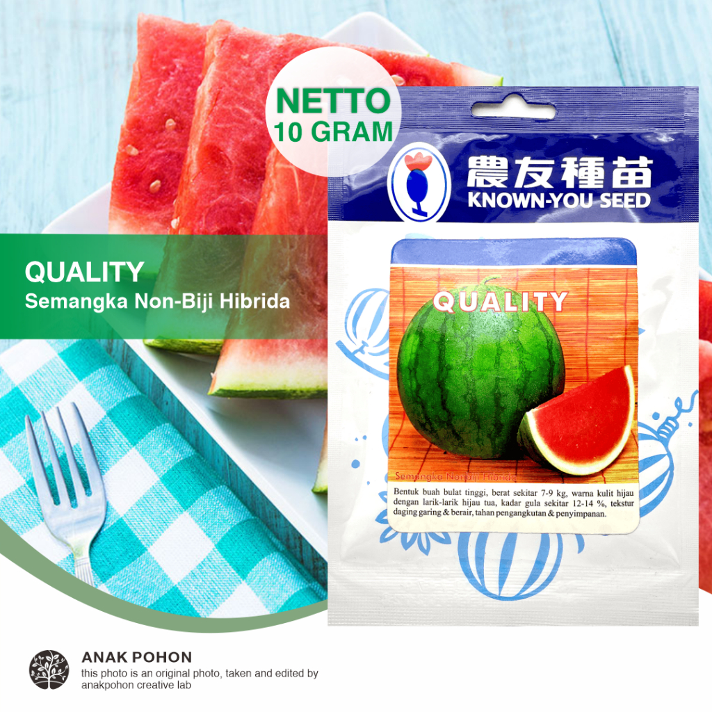 (1 PACK - 10 GRAM) Benih Semangka Merah Non Biji Seedless Quality Hibrida F1 - Known You Seed KYS