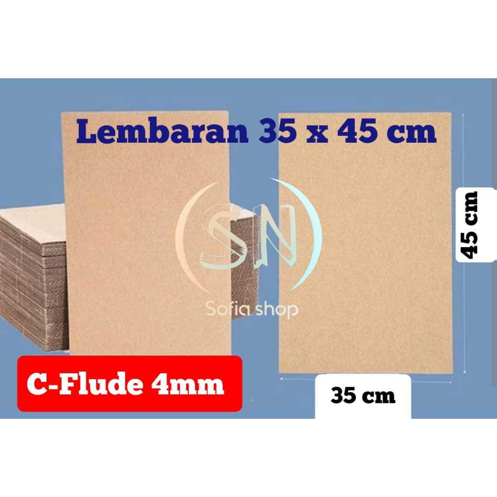 

TEBAL 4 MM KARDUS KARTON LEMBARAN 35x45 cm / 35 x 45 cm / 45x35 cm SINGLE WALL C-FLUDE CORRUGATED SHEET POLOS BARU