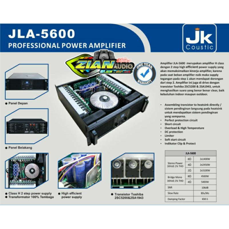 Power aamplifier JK coustic JLA Series JLA-5600MKII