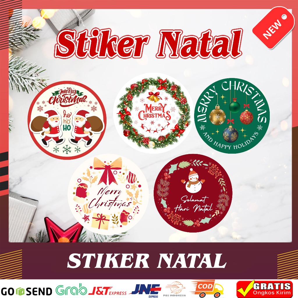 

STIKER NATAL Bulat Tahun Baru Merry Christmas New Year Souvenir Hampers