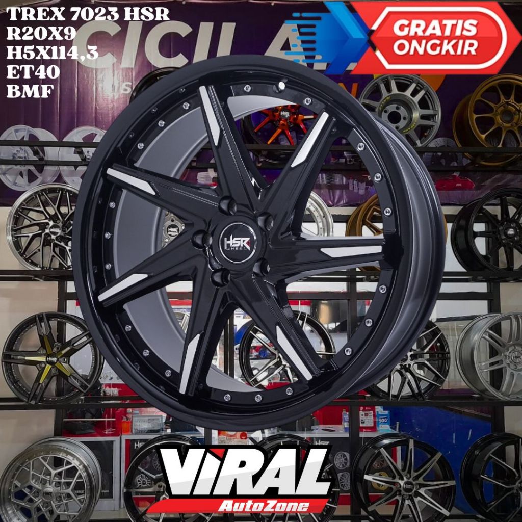 Velg Mobil Ring 20 HSR TREX R20 LEBAR 9 LOBANG BAUT 5 ET40 BLACK POLISH