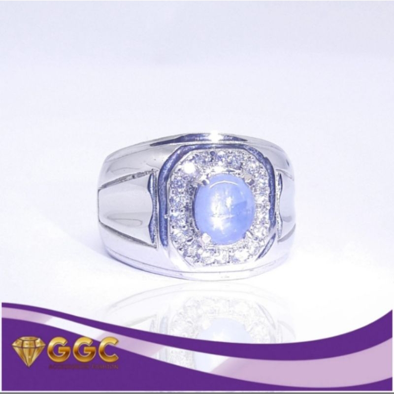Cincin Batu Natural Star Blue Sapphire Burma Size Kantoran