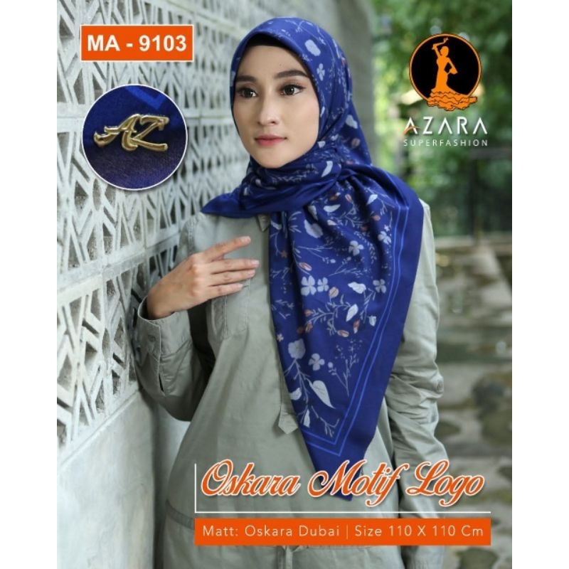 PAKET USAHA 10 JILBAB SEGI EMPAT AZARA MOTIF FREE POUCH LOGO METAL GROSIR